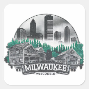 Milwaukee City Wisconsin Verenigde Staten Vierkante Sticker