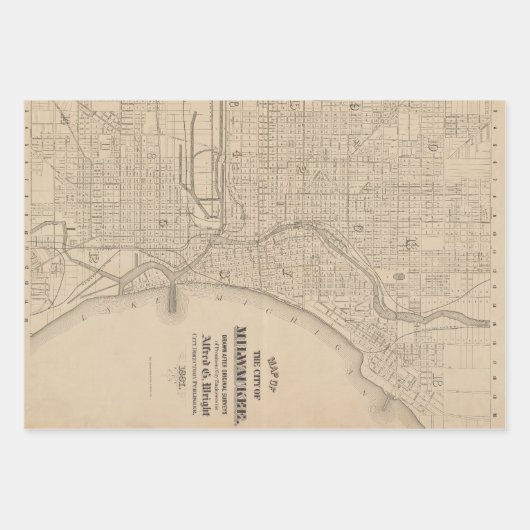  Milwaukee, kaart van Wisconsin Inpakpapier Vel (Voorkant)