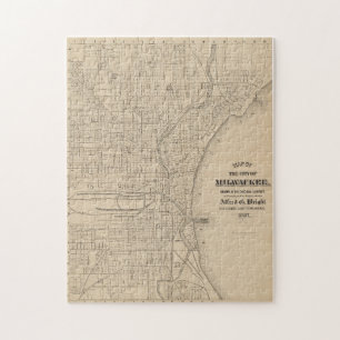 Milwaukee, kaart van Wisconsin Legpuzzel