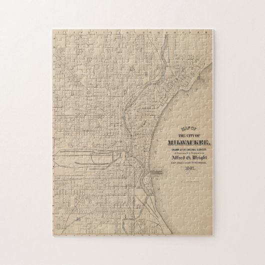  Milwaukee, kaart van Wisconsin Legpuzzel (Verticaal)