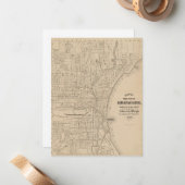  Milwaukee, kaart van Wisconsin Notitiekaartje (Voorkant / Achterkant in situ)