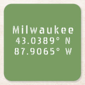 Milwaukee Latitude Longitude Kartonnen Onderzetters (Voorkant)