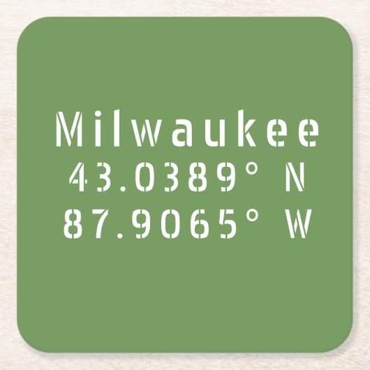 Milwaukee Latitude Longitude Kartonnen Onderzetters (Voorkant)