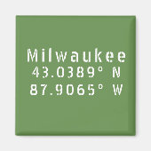 Milwaukee Latitude & Longitude Magneet (Voorkant)