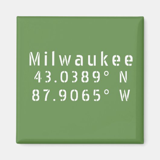 Milwaukee Latitude & Longitude Magneet (Voorkant)