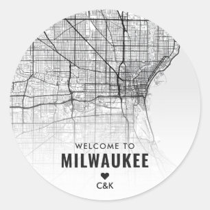 Milwaukee, Minnesota Stadsplattegrond   Bruiloft W Ronde Sticker