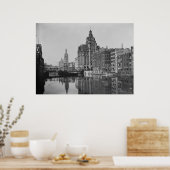Milwaukee River en Dowtown Poster (Keuken)