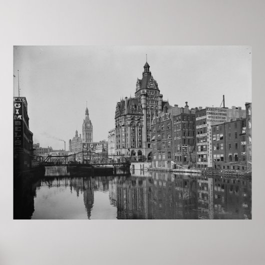 Milwaukee River en Dowtown Poster (Voorkant)