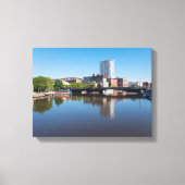 Milwaukee River Front en State Street Bridge Canvas Afdruk (Voorkant)