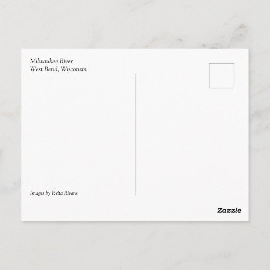Milwaukee River, West Bend, Wisconsin Briefkaart (Achterkant)