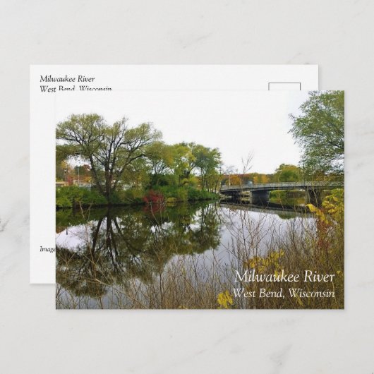 Milwaukee River, West Bend, Wisconsin Briefkaart (Voorkant / Achterkant)
