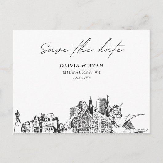 Milwaukee Save the Date Briefkaart Elegante bruilo (Voorkant)