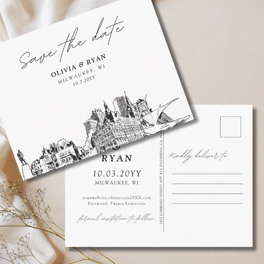 Milwaukee Save the Date Briefkaart Elegante bruilo