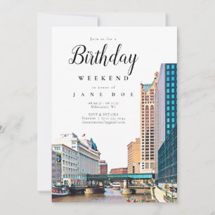 Milwaukee Skyline Birthday Weekend Invitation Kaart