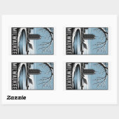 Milwaukee Skyline Black and White Woodcut Winter Rechthoekige Sticker (Vel)