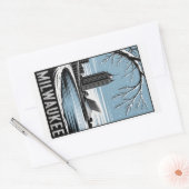 Milwaukee Skyline Black and White Woodcut Winter Rechthoekige Sticker (Envelop)