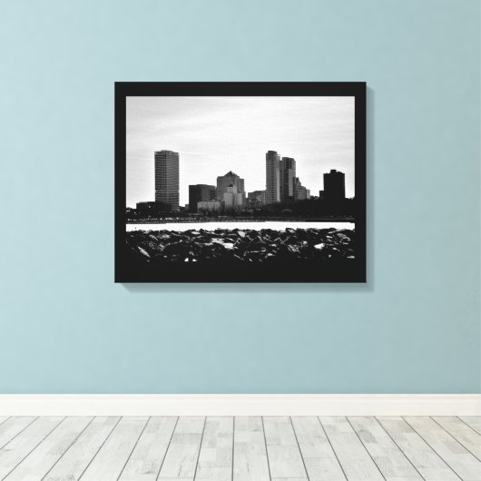 Milwaukee Skyline Canvas Afdruk (Insitu (Houten vloer))