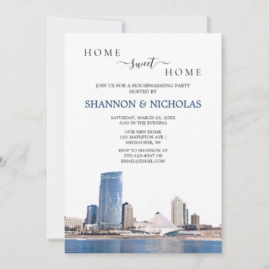 Milwaukee Skyline Housewarming Invitation Save The Date (Voorkant)