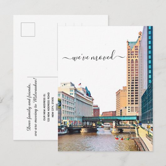 Milwaukee Skyline Moving Announcement Briefkaart (Voorkant / Achterkant)