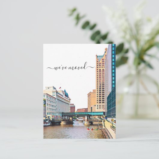 Milwaukee Skyline Moving Announcement Briefkaart (Staand voorkant)