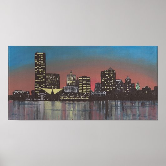 Milwaukee Skyline Painting Print (Voorkant)