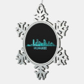 Milwaukee Skyline Tin Sneeuwvlok Ornament (Rechts)