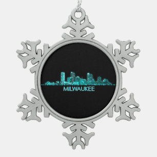 Milwaukee Skyline Tin Sneeuwvlok Ornament