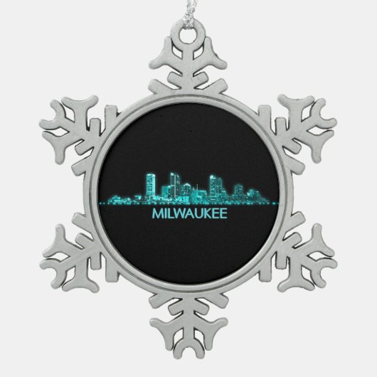 Milwaukee Skyline Tin Sneeuwvlok Ornament (Voorkant)