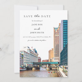 Milwaukee Skyline vlak Save the Date Kaart