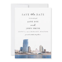 Milwaukee Skyline vlak Save the Date Kaart