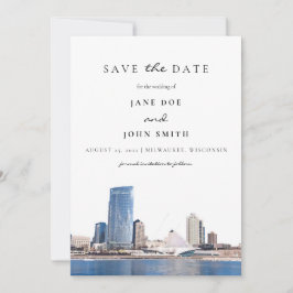 Milwaukee Skyline vlak Save the Date Kaart