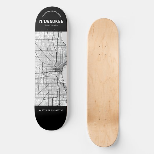 Milwaukee Stadsplattegrond Skateboard (Voorkant)