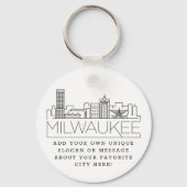 Milwaukee Stylized Skyline | Aangepaste slogan Sleutelhanger (Voorkant)