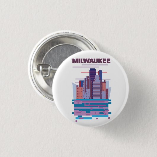 Milwaukee Travel poster Ronde Button 3,2 Cm (Voorkant /achterkant)