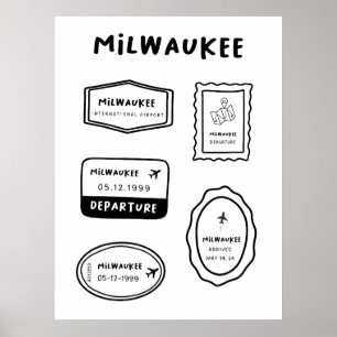 Milwaukee - Travel Stamp Collectie Poster