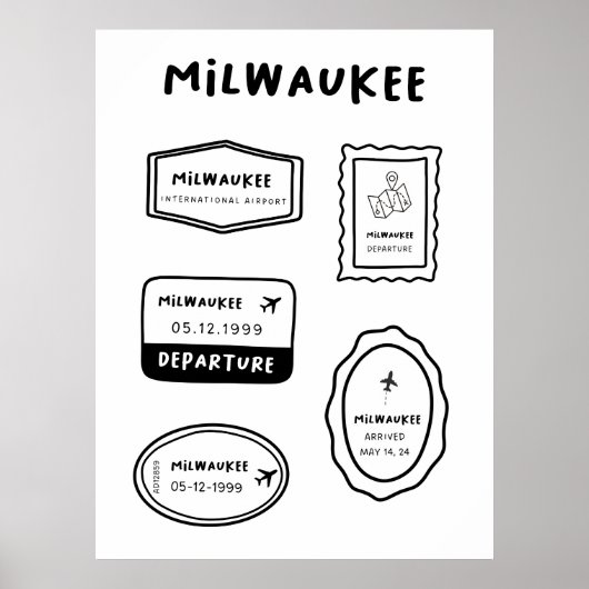 Milwaukee - Travel Stamp Collectie Poster (Voorkant)