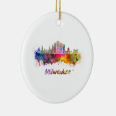 Milwaukee V2 skyline in watercolor Keramisch Ornament (Rechts)