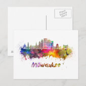 Milwaukee V2 skyline in waterverf Briefkaart (Voorkant / Achterkant)