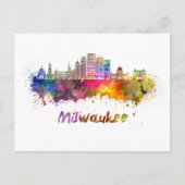 Milwaukee V2 skyline in waterverf Briefkaart (Voorkant)