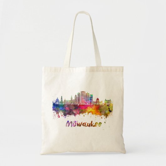 Milwaukee V2 skyline in waterverf Tote Bag (Voorkant)