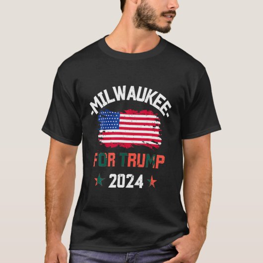 Milwaukee voor Trump 2024 American Flag T Shirt (Voorkant)