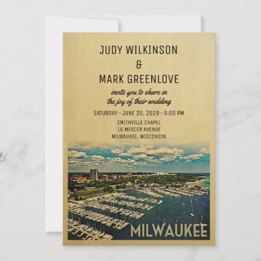 Milwaukee Wedding Invitation  Wisconsin Kaart (Voorkant)