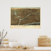 Milwaukee WI 1872 Antiek Panoramische Kaart Poster (Keuken)