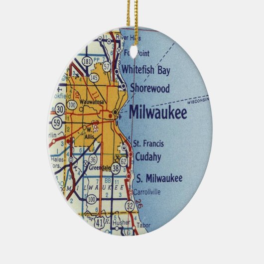 Milwaukee WI Map Keramisch Ornament (Rechts)