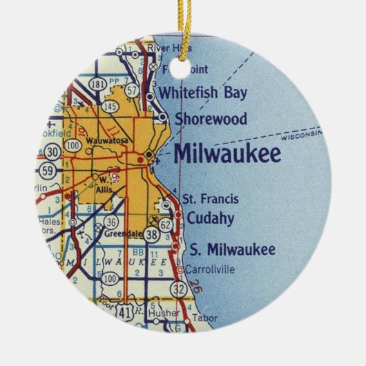 Milwaukee WI  Map Keramisch Ornament (Voorkant)