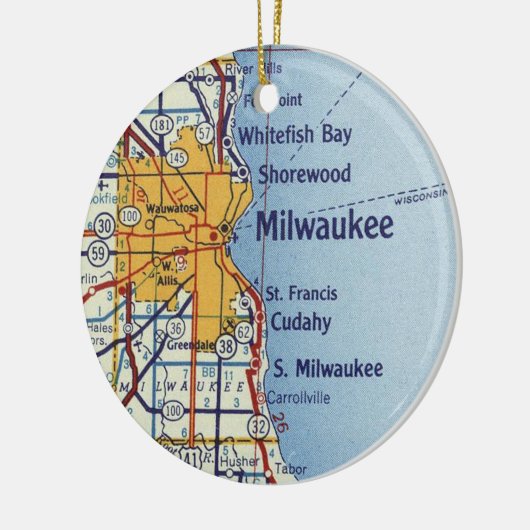 Milwaukee WI  Map Keramisch Ornament (Links)