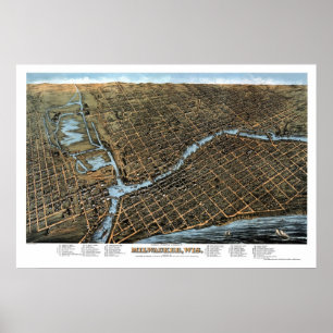 Milwaukee, WI Panoramic Map - 1872 Poster