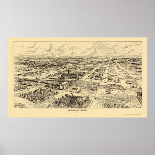 Milwaukee, WI Panoramic Map - 1906 Poster (Voorkant)