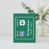 Milwaukee, WI Road Sign Briefkaart (Staand voorkant)