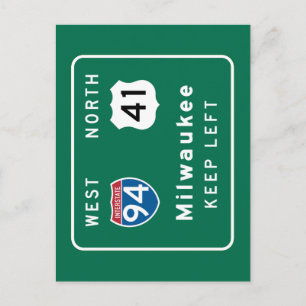 Milwaukee, WI Road Sign Briefkaart